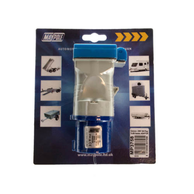 MP3758 230V 16A Caravan Plug to BS Socket Adaptor