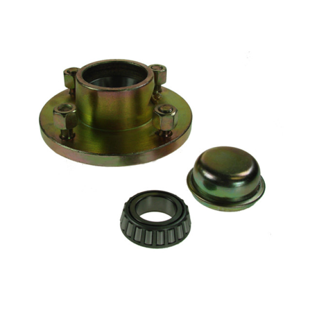 4 Stud x 4" Pcd Trailer Wheel Hub With Cap & Spherical Nuts..